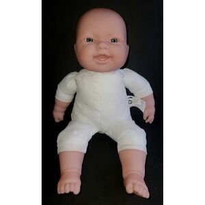 Realistic Baby Doll Soft Cloth Body Vinyl BLUE Eyes White 14" JC Toys Berenguer